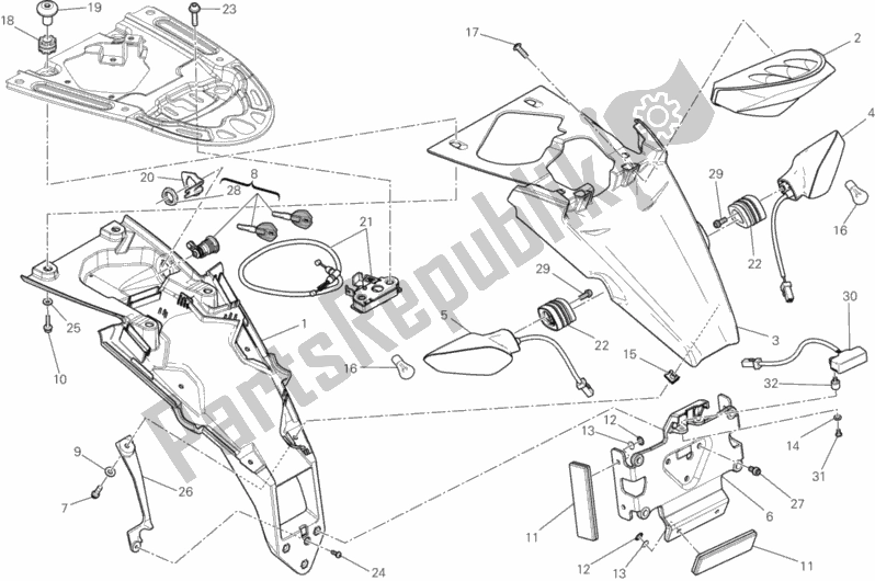 All parts for the Taillight of the Ducati Monster 1100 EVO Anniversary USA 2013